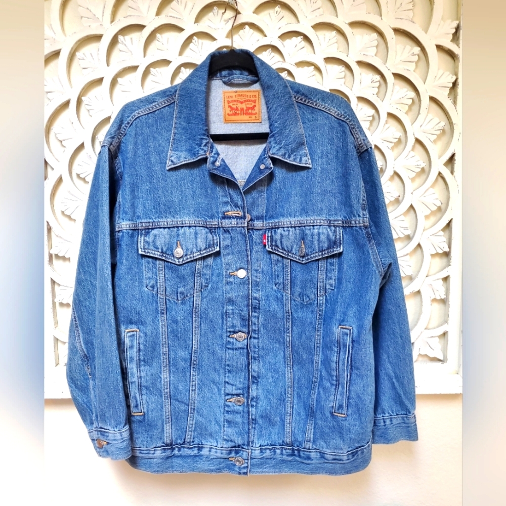 Levis Men's Baggy Denim Trucker Jacket Or Unisex Size Small